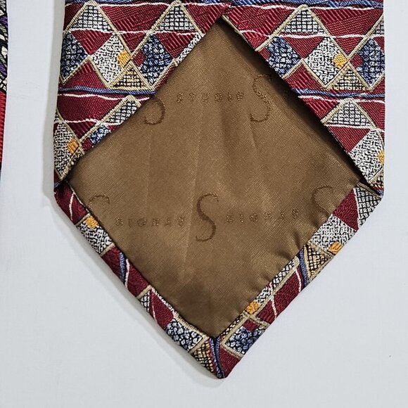 Robert Talbott Silk Tie Lot of 3 Multicolor Geo Hand Fan Designer USA Italy Boho - Picture 12 of 16